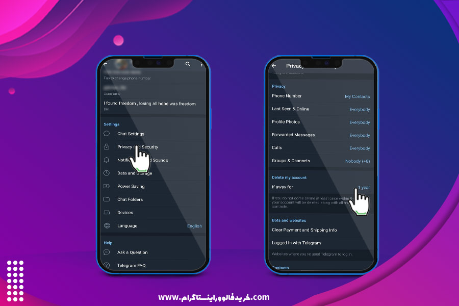 علت حذف خودکار اکانت تلگرام 2