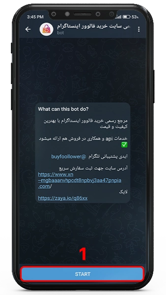 نحوه شارژ حساب در ربات تلگرامی سایت خرید فالوور اینستاگرام 1