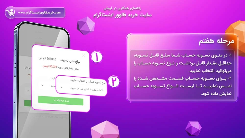 سیستم همکاری در فروش سایت خرید فالوور اینستاگرام مرحله هفتم