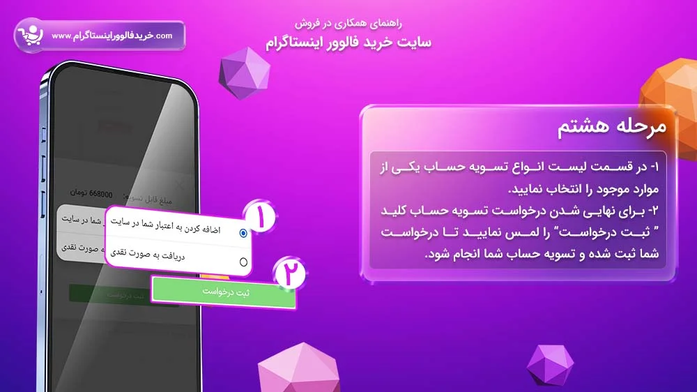سیستم همکاری در فروش سایت خرید فالوور اینستاگرام مرحله هشتم